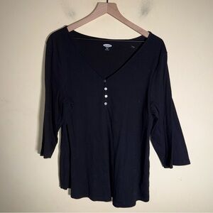 NWT OLD NAVY ribbed plus size button front Henley long sleeve shirt XXL